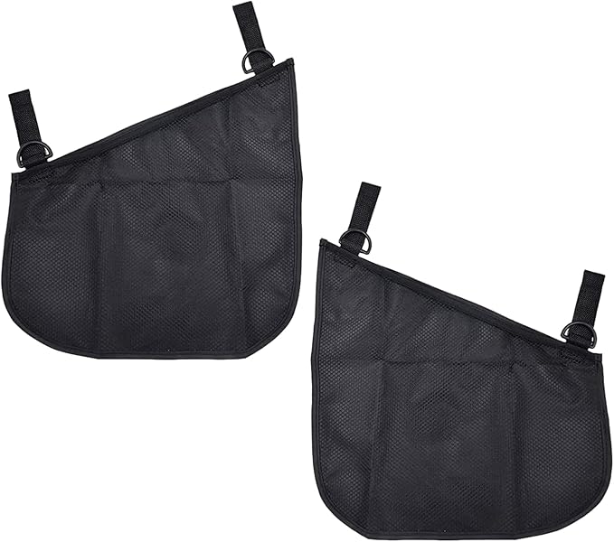 Peixiong 2 Pack Side Sling Cargo Stroller Net, Universal Stroller Organizer Bag, Non-Slip and Adjustable Straps Storage Mesh Cargo Net for Stroller Storage (Black)