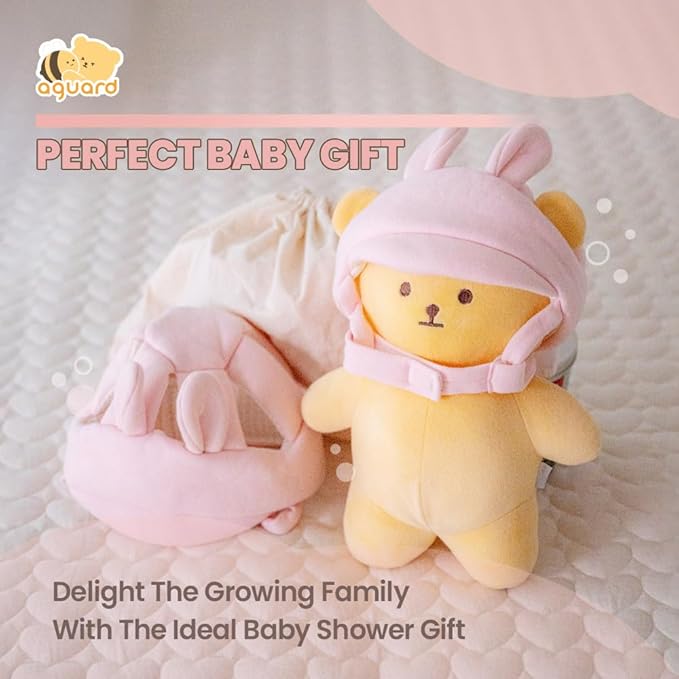 Baby Head Protector- Baby Helmet Cotton, Adjustable & Ultra-Lightweight Head Protector for Crawling & Walking Infants, Toddlers (Bunny(Pink))
