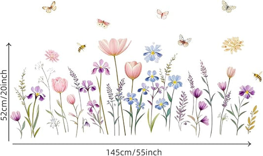Boho Flower Wall Decals Wildflower Floral Dandelion Grass Wall Stickers Baby Nursery Girls Bedroom Kids Room Wall Decor