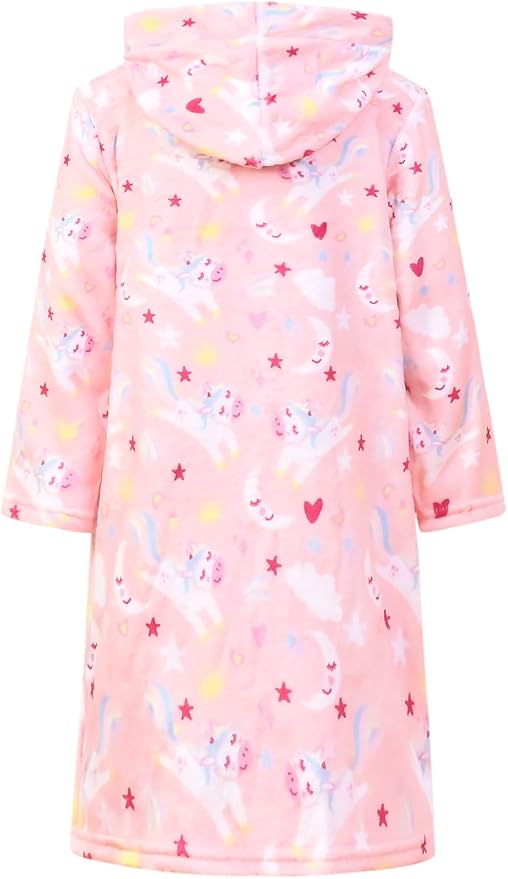 CHILDRENSTAR Girls Robe Kids Bathrobes Plush Soft Fleece Pajamas Sleepwear