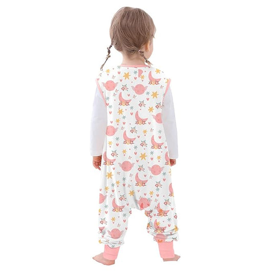 Toddler Sleeping Sack, Toddler Sleep Sack with Feet, Walker Wearable Blanket, Sleep Sack with Legs,0.5Tog(Flower 3T-5T)
