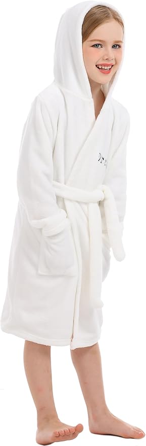 Toddler Robes Cute Pattern Bathrobe Unisex Kids Robe Baby Flannel Hoodie Pajamas Sleepwear
