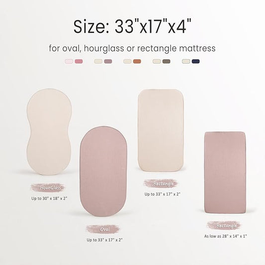 lulumoon Baby Muslin Bassinet Sheets: Cotton Bassinet Sheets Neutral for Boys and Girls - Fitted for Oval Rectangle or Hourglass
