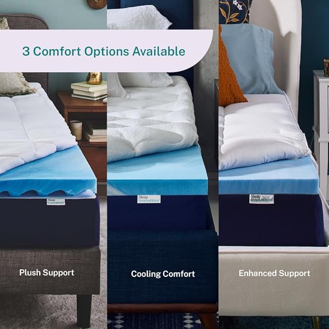 Sleep Innovations Dual Layer 4 Inch Memory Foam Mattress Topper, King Size, Medium Support, 2 Inch Cooling Gel Memory Foam Plus 2 Inch Pillow Top Cover