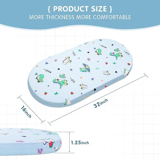 16" x 32" x 1.25" Baby Bassinet Mattress Pad Gel Memory Foam Fit Fit for Safety 1st/ Delta Children Slumber/Baby Delight Go with Me Slumber Rockin and Moses Basket (16" x 32" x 1.25")