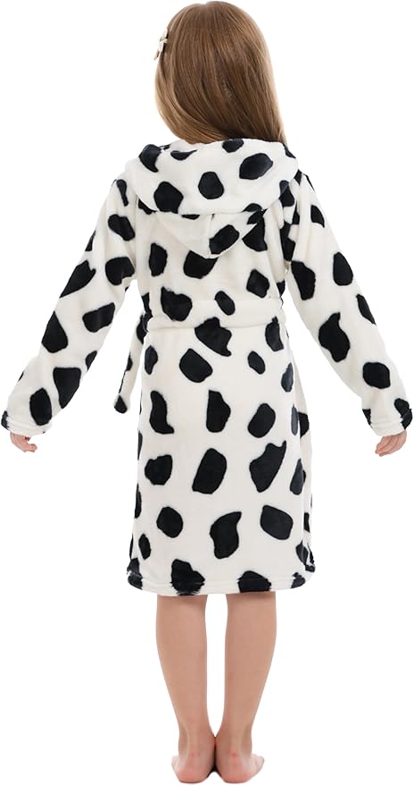 Toddler Robes Cute Pattern Bathrobe Unisex Kids Robe Baby Flannel Hoodie Pajamas Sleepwear