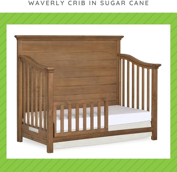 Toddler Bed Safety Guard Rail for Evolur Baby Convertible Cribs - Solid Wood Rail for Convertible Crib to Toddler Bed Conversion - Safety Bed Rail for Children (Sugar Cane, Model 846)