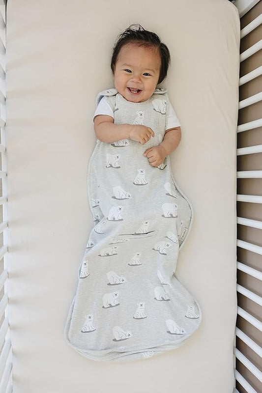 Woolino 4 Season Sleep Sack - Ultimate Merino Wool and Organic Cotton Sleeping Bag - Two-Way Zipper Adjustable Universal Size Sleep Sack for Baby (2-24 Months) - Polar Bear