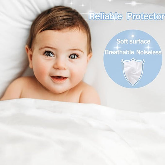 Twin XL Waterproof Mattress Protector for Dorms. Noiseless, Breathable, and Machine Washable Fitted Mattress Cover with Deep Pocket up to 5”-21”(White)