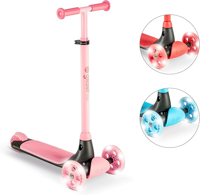 Yvolution Y Glider Air Scooter for Kids, 3 Wheel Scooter for Toddlers 4 Adjustable Height Glider with Kick Scooters, Lean to Steer with LED Flashing Light for Children Ages 3+ Years Old