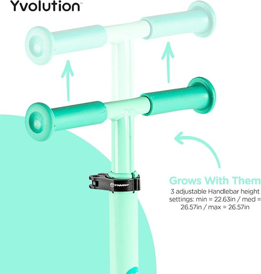 Yvolution Y Glider Air Scooter for Kids, 3 Wheel Scooter for Toddlers 4 Adjustable Height Glider with Kick Scooters, Lean to Steer with LED Flashing Light for Children Ages 3+ Years Old
