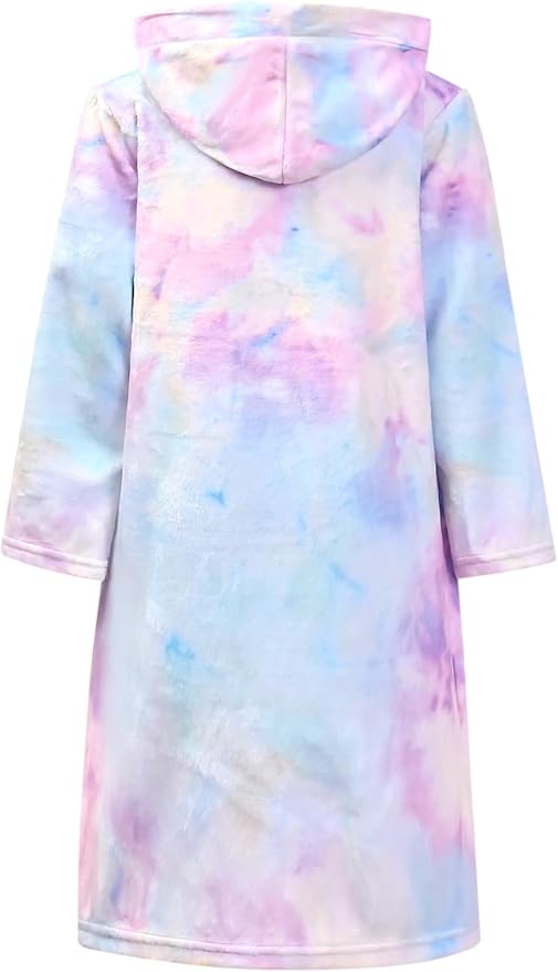 QPANCY Girls Robe Kids Bathrobes Soft Plush Fleece Pajamas Sleepwear