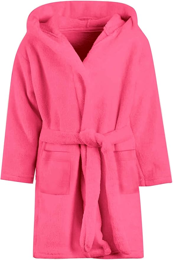 Umeyda Girls & Women Fleece Hooded Robes, Soft Fuzzy Bathrobe Warm Plush Fluffy Bath Robe for Kids Womens