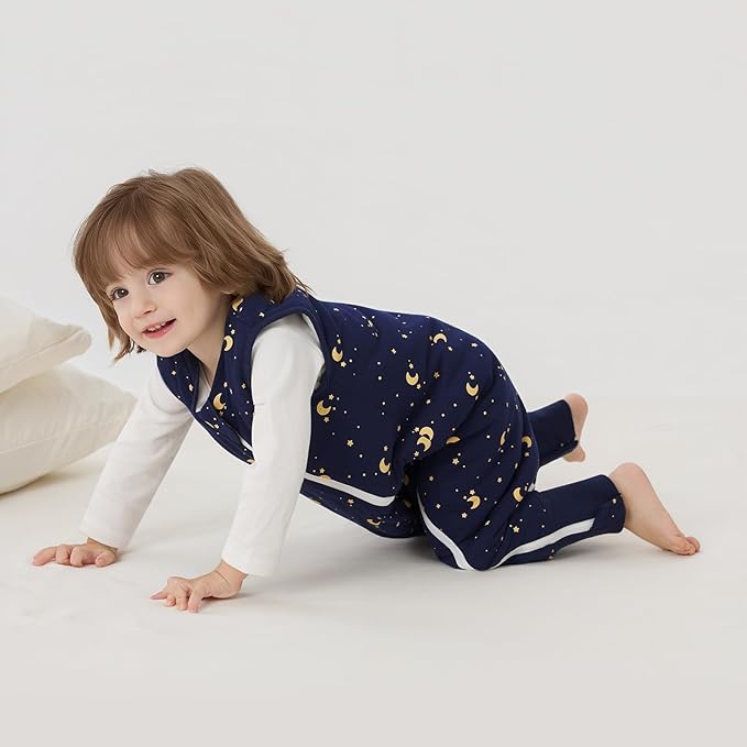 Duomiaomiao 2.5 TOG Toddler Sleep Sack 2-3T Months 100% Cotton Winter Side Open Zipper Baby Sleep Sack with Feet, Warm Toddler Wearable Blanket