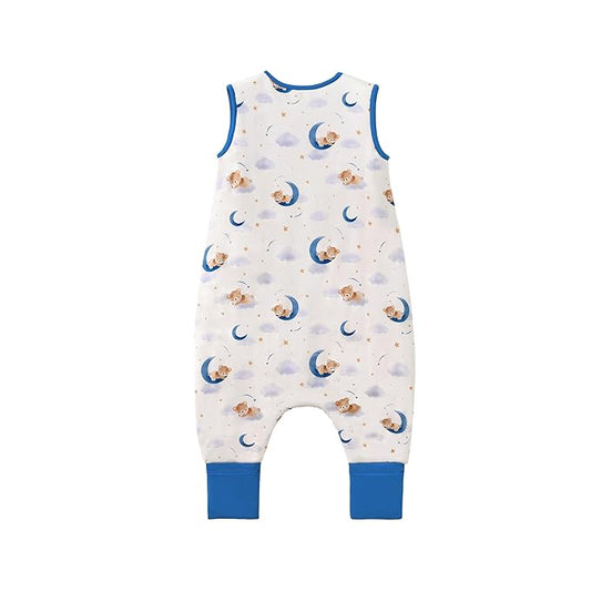 Baby/Toddler Sleep Sack with Legs, Rayon from Bamboo 95% + 5% Spandex, 1.0 TOG, 2‑Way Zipper Sleeping Bag, Walker‑Friendly12-18M Bear
