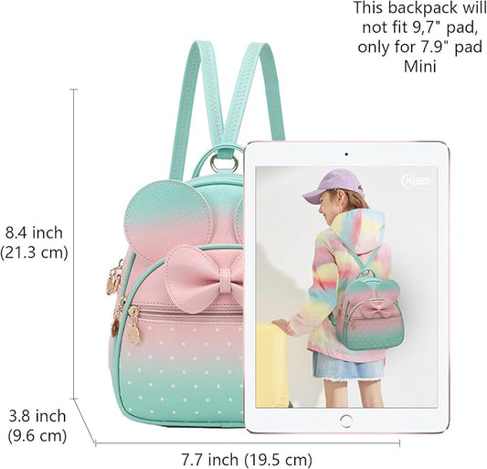 KL928 Girls Mini Backpack Bowknot Polka Dot Cute Small Daypacks Convertible Shoulder Bag Purse for Women