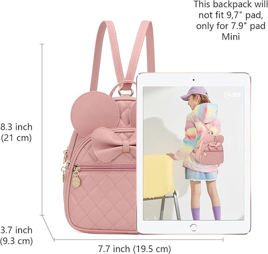 KL928 Girls Mini Backpack Bowknot Polka Dot Cute Small Daypacks Convertible Shoulder Bag Purse for Women