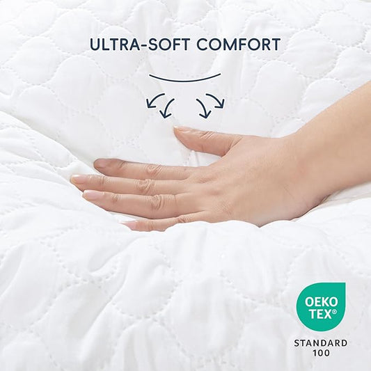 david's kids 2 Pack 52''x28'' Waterproof Crib Mattress Protector Pad Cover Stretch up to 8", Fitted Standard Crib and Toddler Mattresses, Ultra Soft and Breathable for Boys Girls Neutral, White