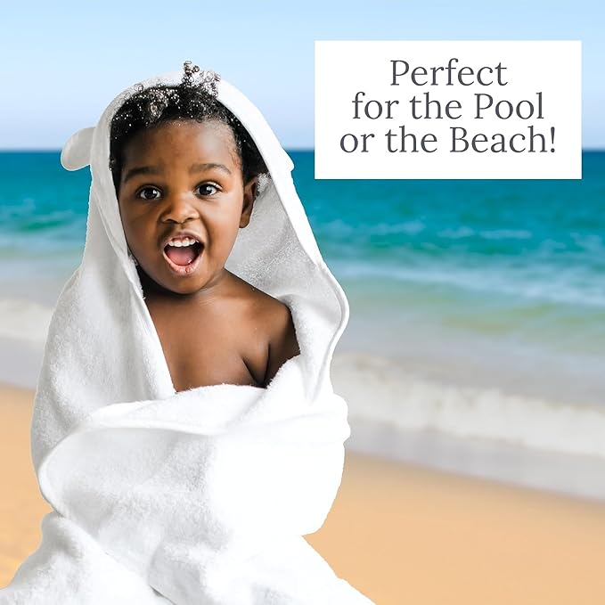 Natemia Hooded Baby Bath Towel - 100% Organic Cotton Baby Towels for Newborns, Toddlers, Boys, Girls - Soft Absorbent 450 GSM - Gentle on Sensitive Skin - Baby Shower Registry Gift (35" x 35")
