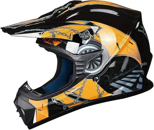 ILM Youth & Kids Dirt Bike Helmets Motocross ATV Dirtbike BMX MX Offroad Full Face Motorcycle Helmet, DOT Approved Model 128YS (Yellow Black, Youth-Large)