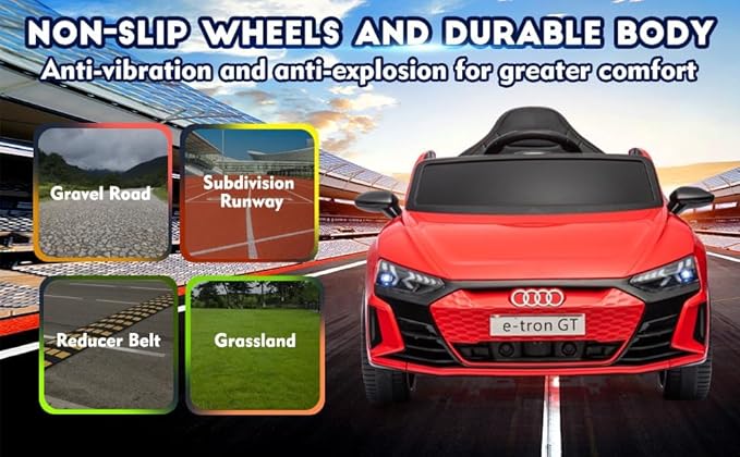 12V Kids Electric Vehicle with Remote Control, Audi Officially Licensed, Bluetooth Music, Rocking Mode, LED Lights, Leather Seat, 3 Speeds, Battery Powered Electric Vehicle Toy for Boys & Girls