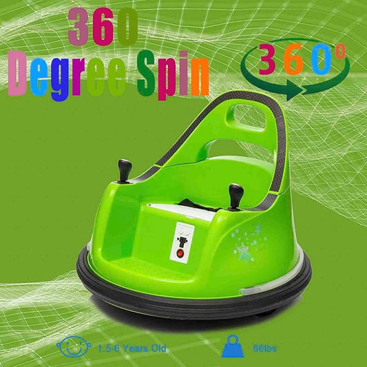 12V Electric Ride On Bumper Car, Baby Bumping Toy Car Gifts - Electric Vehicle W/Remote Control, Music, Bright LED Lights and 360 Degree Spin for 1.5-6 Years Old Toddlers, Green