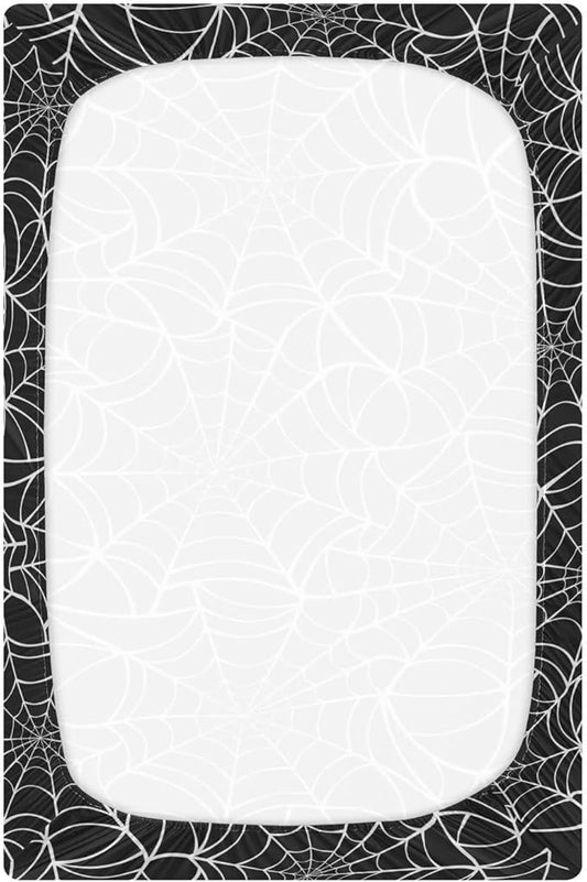 Spider Web Halloween Crib Sheets Soft Breathable Fitted Baby Crib Sheets Mattress Cover for Girl Boys, 52" x 28" x 9"