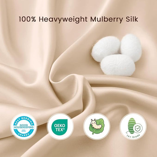 THXSILK 100% 7A+ Grade Mulberry Silk Mini Bassinet Toddler Baby Sleeve Slip for Hair and Skin Health, Oeko-TEX Certified Safety Comfortable 22inch*20.5inch, Champagne 2 Pack