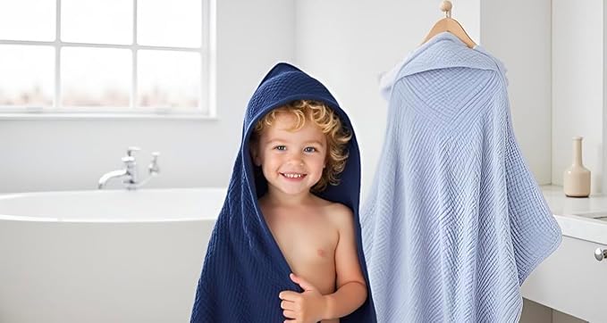 Hooded Baby Towels β Pack of 2 | 100% Muslin Cotton 35x35 in Larger for Better Comfort | Soft & Absorbent Newborn Bath Towel | Large Baby Hooded Towels for Boys & Girls | Baby Shower | Better Quality