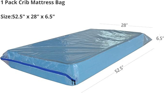 1 Pack Crib Mattress Storage Bag with Zipper, 3Mil Plastic Waterproof Crib Mattress Bag for Moving