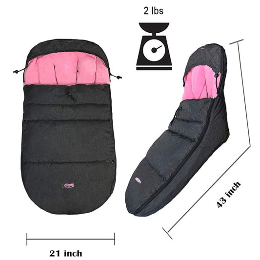 3-in-1 High Performace Universal Stroller Footmuff,Filled with 3D Cotton,Waterproof Bunting Bag Perfect for Winter Outdoor Tour,Rose
