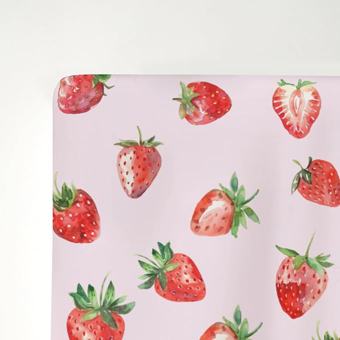 Red Strawberries Baby Crib Sheets for Boy Girl 52x28Inch Watercolor Strawberries Fruit Soft Snug Fitted Crib Mattress Cover Sweet Summer Pink Baby Sheet for Standard Crib and Toddler Bed Mattress