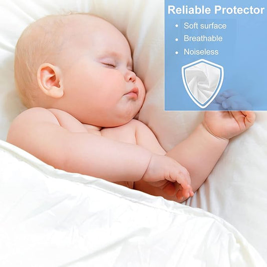 Twin Waterproof Mattress Protector - Noiseless, Breathable, Machine Washable Fitted Mattress Cover with Deep Pockets up to 5”-21”(White)