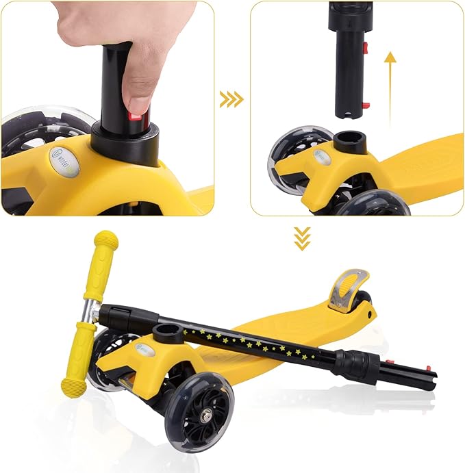 3 Wheel Scooter for Kids Ages 6-12,Kids Scooter with Light Up Wheels, Sturdy Deck Design, and 4 Height Adjustable Suitable for Kid Ages 3-12