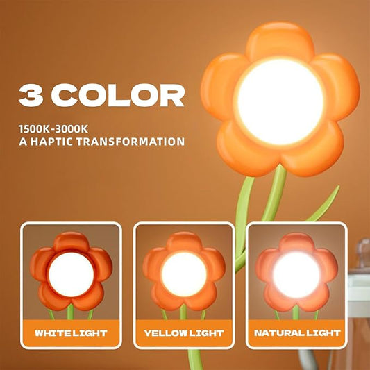 KangTen CHEN Sunflower Flower Lamp Rechargeable Cordless Led Reading Light,3-Colour Infinitely Dimming Small Night Light for Festival Gifts for Mom Girlfriend Grandma