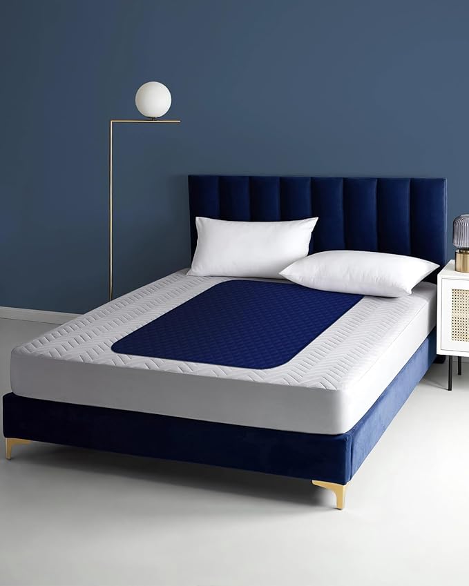 Bed Pads Waterproof 36x72 Inch (2 Pack), Extra Large Washable Pads for Incontinence, Navy Blue Ideal for Elderly, Adults, Kids and Pets