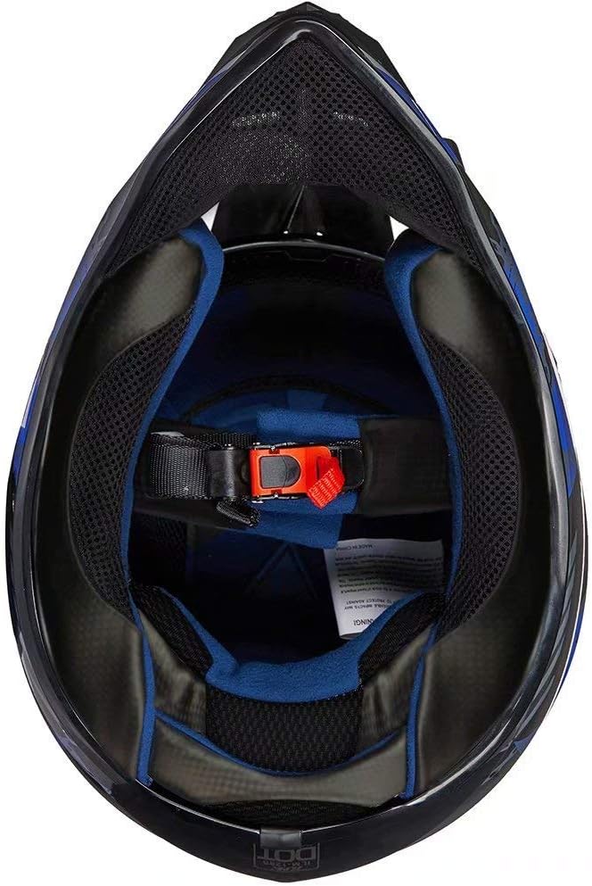 ILM Adult Dirt Bike Helmets Motocross ATV Dirtbike BMX MX Offroad Full Face Motorcycle Helmet, DOT Approved Model 128S (Blue Black, Adult-XLarge)