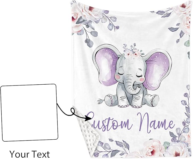 Personalized Baby Crib Bedding Set: 4 Piece Custom Gift Crib Bed Set with Name - Light Purple Elephant Design, Nursery Bedding Set for Baby Girls,Newborn Girls Crib Sets, Crib Bedding Shower Gifts