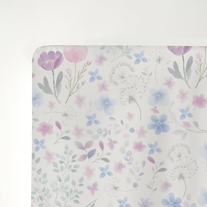 Whimsy Floral Watercolor Baby Crib Sheets for Boy Girl 28"x52" Pink Purple Wildflowers Soft Snug Fitted Crib Mattress Cover Boho Colorful Garden Flowers Baby Sheet for Crib & Toddler Bed Mattresses