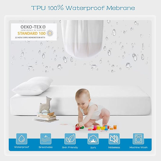 GRT 1 Pack 100% Waterproof Mattress Protector Full Size, Breathable & Noiseless Waterproof Mattress Cover Fitted Deep Pocket from 5" to 19", Smooth Washable Full Bed Protector - Vinyl Free