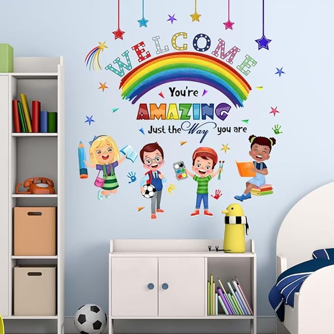 Mirabuy Kids Inspirational Quotes You are Amazing Wall Decal Reading Corner Rainbow Wall Stickers for Classroom Kids Playroom Nursery Reading Room Bedroom