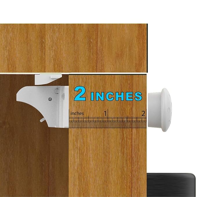 Upgraded Magnetic Cabinet Locks Baby Proofing Cabinet Locks with Fast Installing Tools (2 Pack Keys)