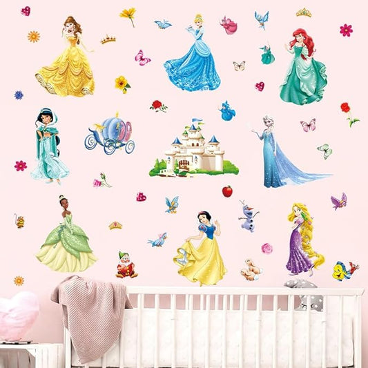 Wall Stickers for Kids, Cartoon Character Stickers for Children Room, DIY Removable Stickers for Baby Kids Nursery Girls Bedroom Living Room Playroom Wall Decoration by HeyAlpha (Princess)