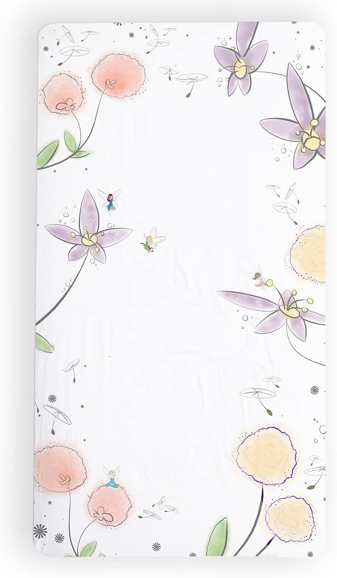 JumpOff Jo - Fitted Crib Sheet, Super Soft Breathable 100% Cotton Baby Crib Sheet for Standard Crib Mattresses and Toddler Beds, 28 in. x 52 in. - Fairy Blossom