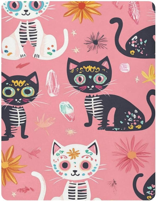 Cats Abstract Sugar Skulls Pink Crib Sheets Standard Crib Toddler Mattresses Cover Fitted Baby Bed Sheet Breathable Crib Mattress Sheet for Girls Boys 52" x 28"x5''