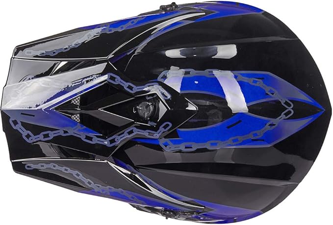 ILM Youth & Kids Dirt Bike Helmets Motocross ATV Dirtbike BMX MX Offroad Full Face Motorcycle Helmet, DOT Approved Model 128YS (Blue Black, Youth-Large)