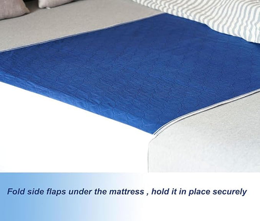 2 Pack Reusable Washable Bed Pads 34X36 Tuckable Absorbent Waterproof Quilted Cotton Top Underpad Mattress Protector Fit Twin Bed for Adult, Toddler ,Pet