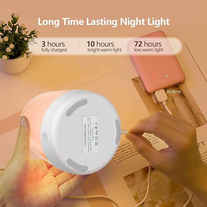 Dremkit Nursery Light for Kids, Baby Night Light with Dimmable Warm & 5 Color Changing Lights, USB Rechargeable Lamp for Breastfeeding, Toddlers