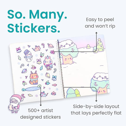 Cupkin Animal Sticker Book Activity for Kids, Toddler Airplane Travel Essentials, 500+ Habitat Stickers for Kids + 12 Scenes + 12 Coloring Book Pages, Animal Lover Gift, Childrens Crafts for Ages 2-8