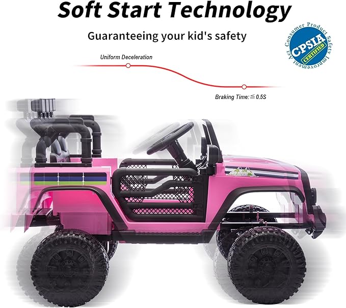 24V Kids Ride on Car, Kids Electric Vehicles Car Ride on Toy Truck for Toddlers 3-5 w/Remote Control, 400W Motor - Light Pink